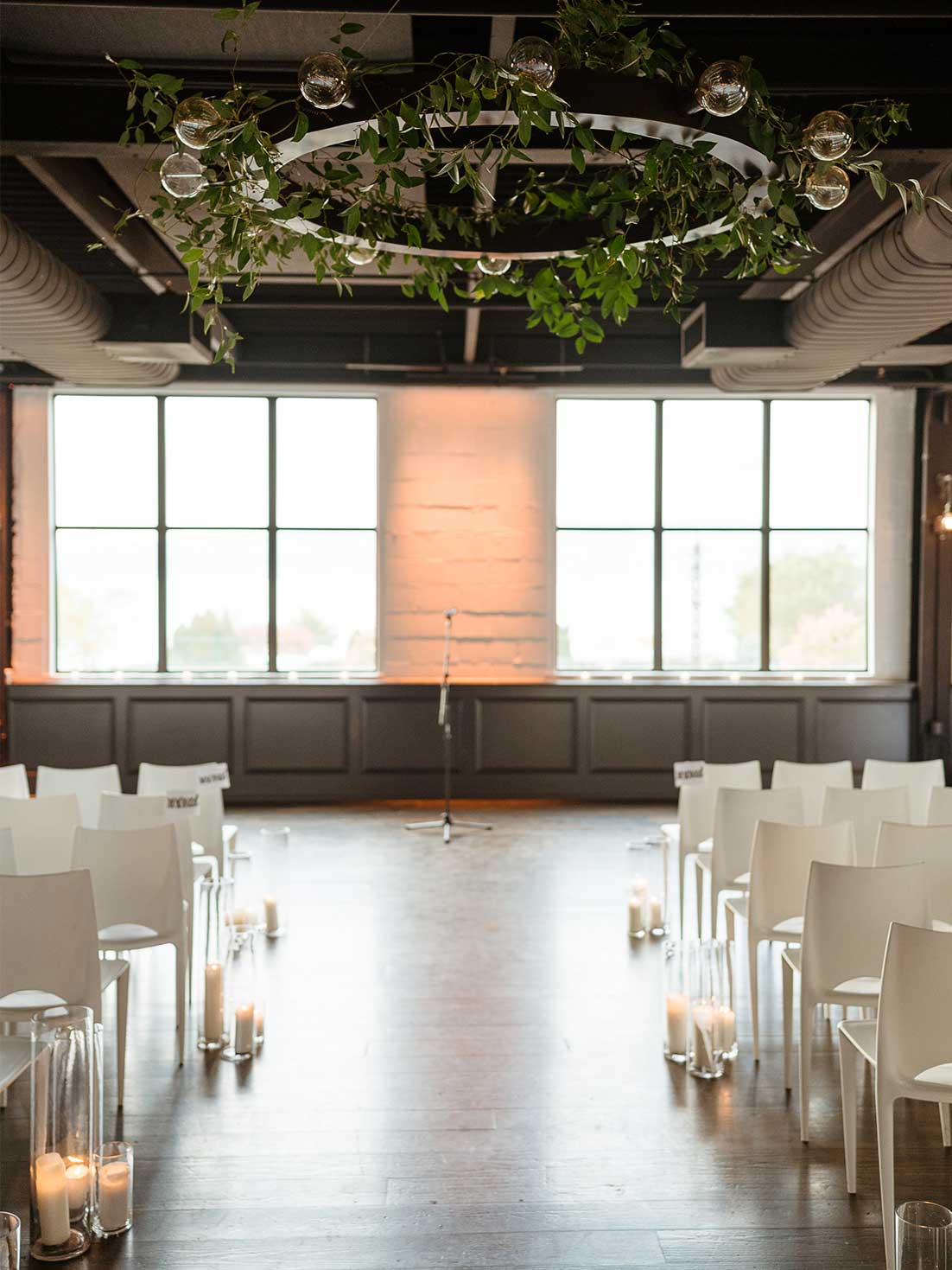 Ceremony set in an industrial loft